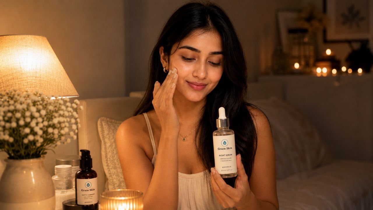 Morning skincare routine with Vitamin C Serum and Sunscreen