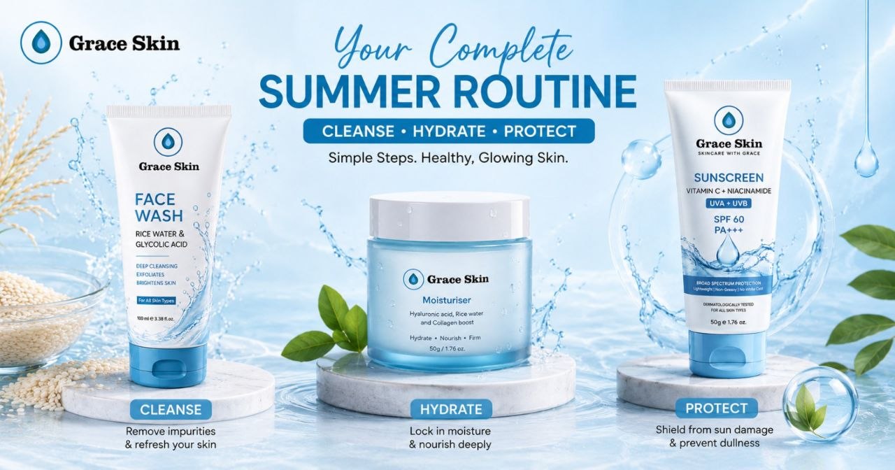 Triple Care Kit — moisturiser, sunscreen, and face wash